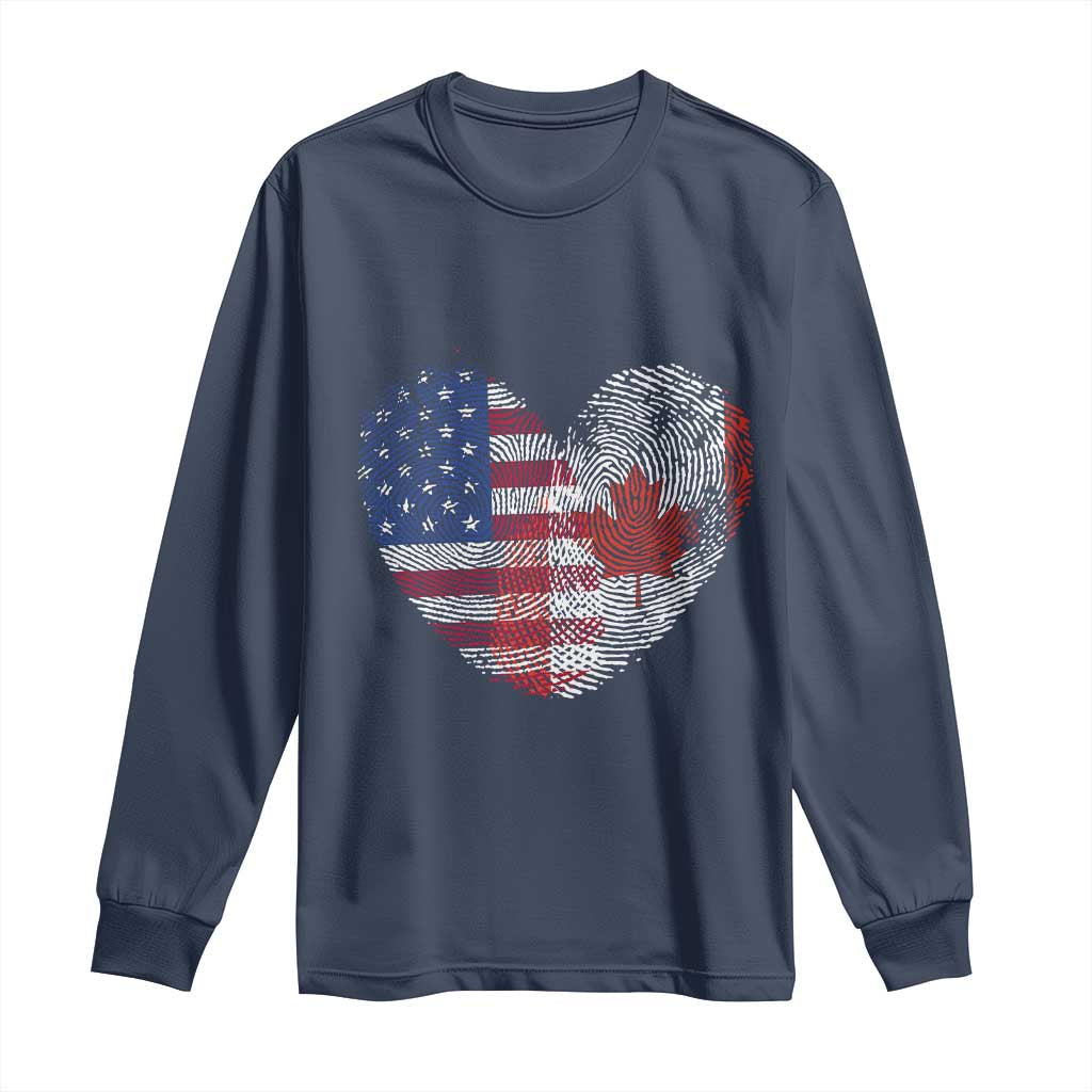 Half Canadian Half American USA Flag Canada America Long Sleeve Shirt