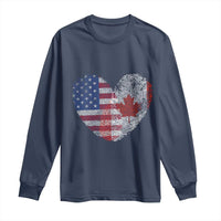 Half Canadian Half American USA Flag Canada America Long Sleeve Shirt