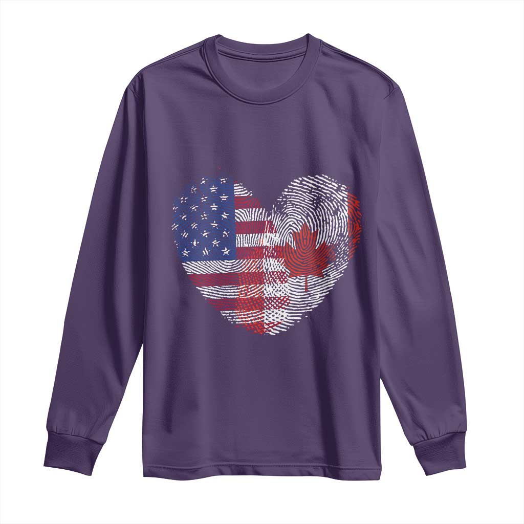 Half Canadian Half American USA Flag Canada America Long Sleeve Shirt