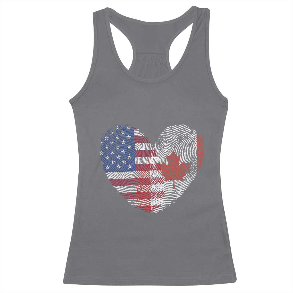 Half Canadian Half American USA Flag Canada America Racerback Tank Top