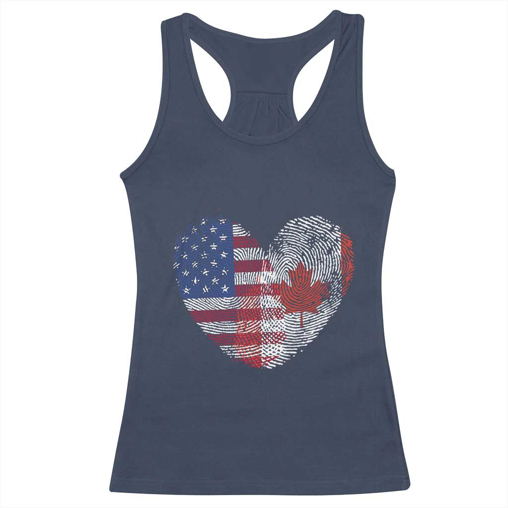 Half Canadian Half American USA Flag Canada America Racerback Tank Top