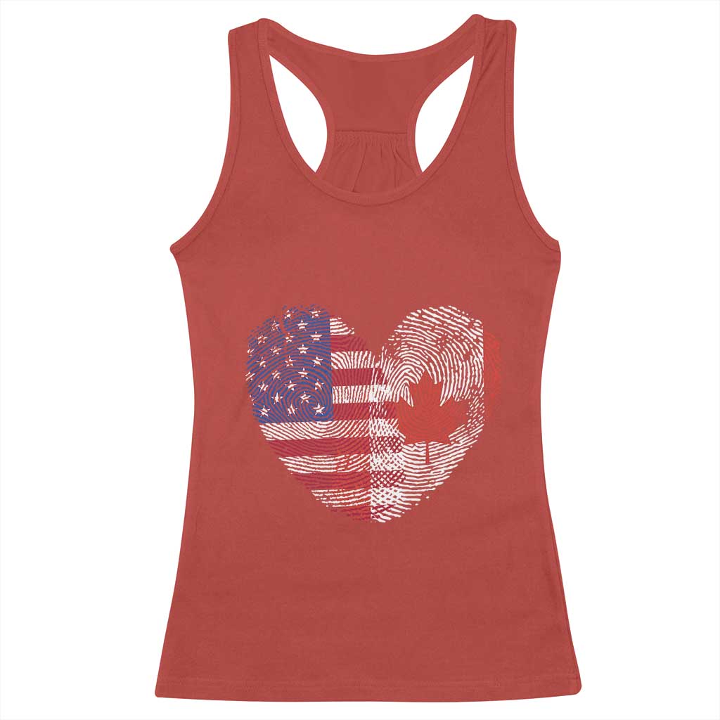 Half Canadian Half American USA Flag Canada America Racerback Tank Top