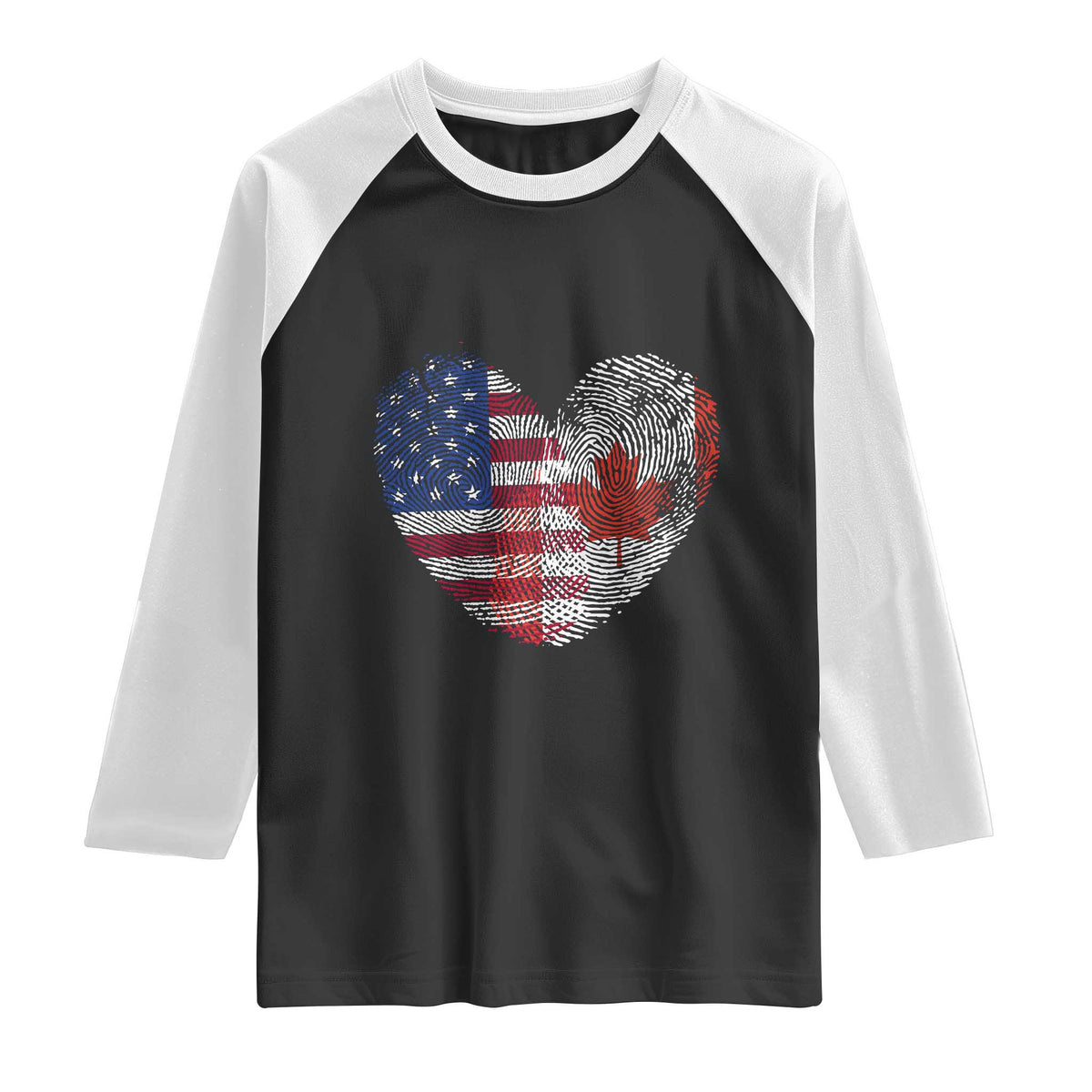 Half Canadian Half American USA Flag Canada America Raglan Shirt