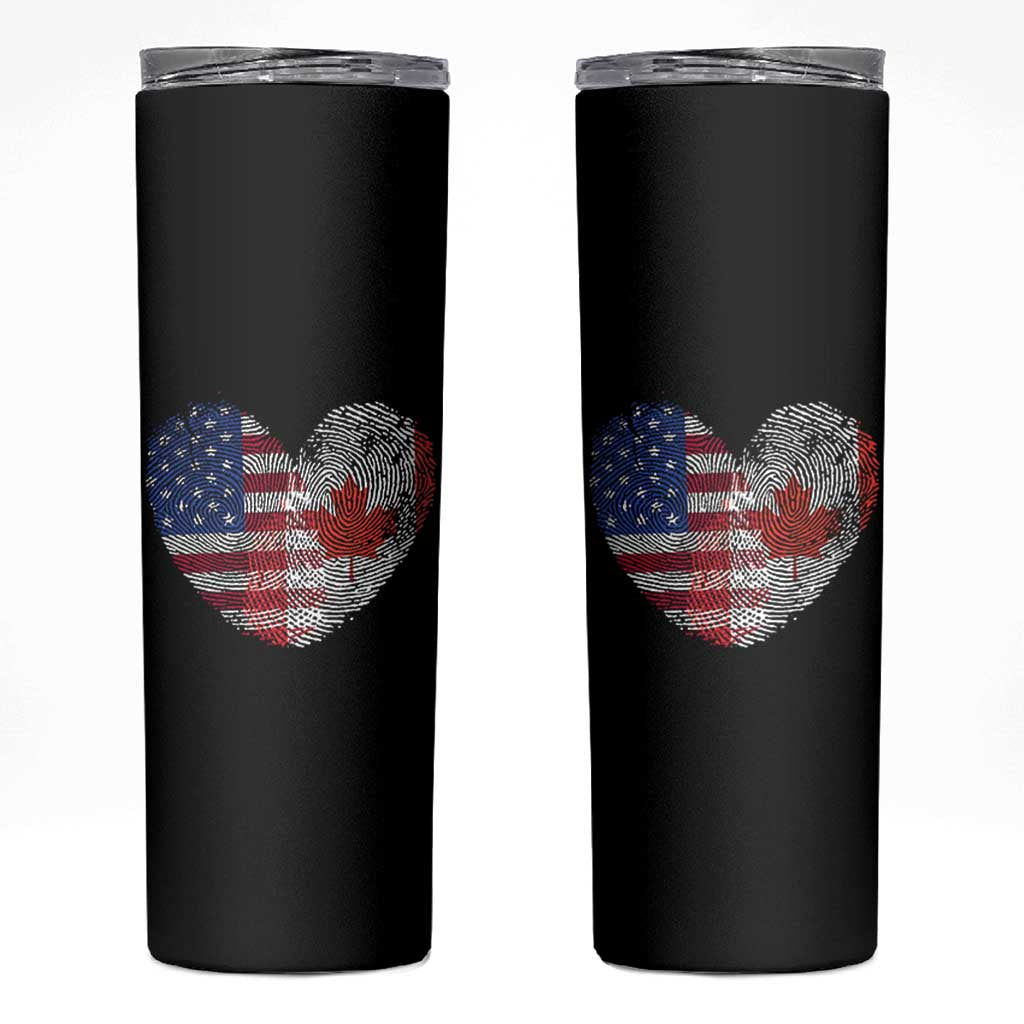 Half Canadian Half American USA Flag Canada America Skinny Tumbler