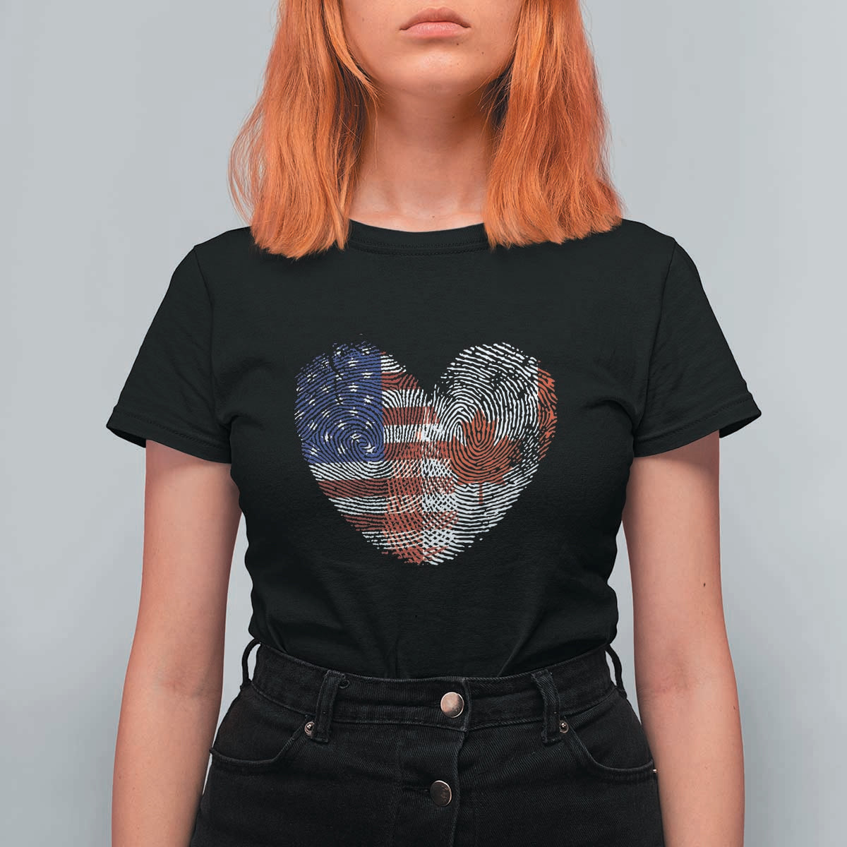 Half Canadian Half American USA Flag Canada America T Shirt For Women