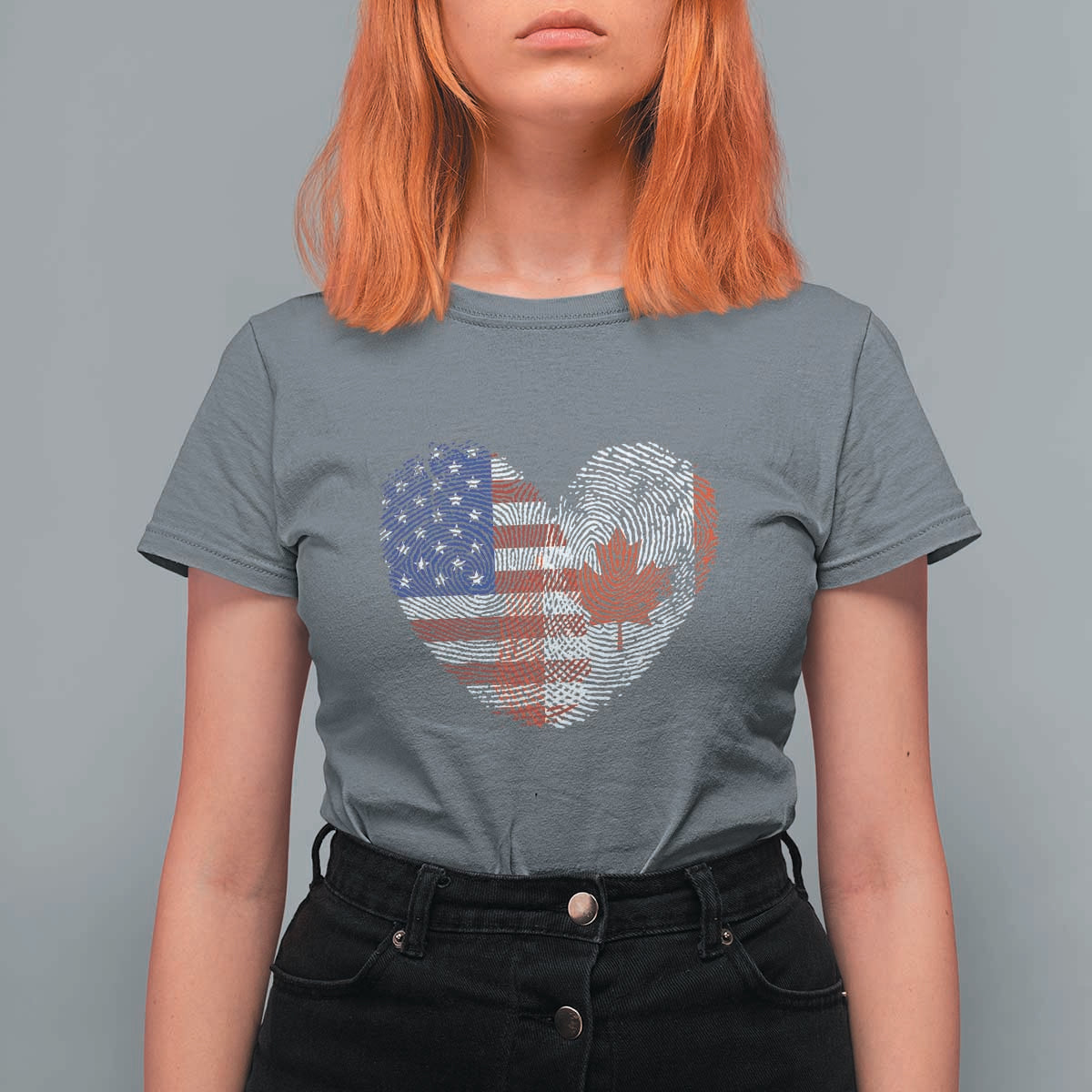 Half Canadian Half American USA Flag Canada America T Shirt For Women