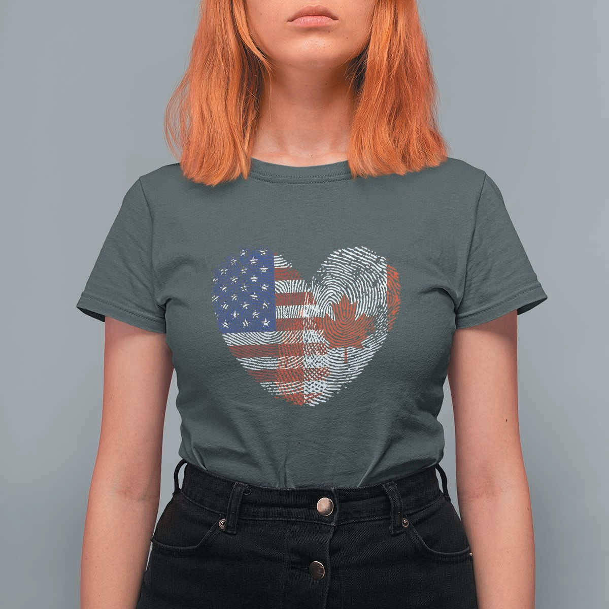 Half Canadian Half American USA Flag Canada America T Shirt For Women