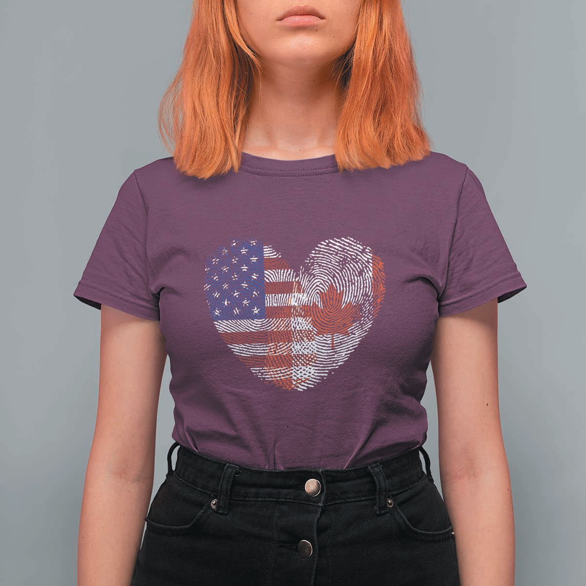Half Canadian Half American USA Flag Canada America T Shirt For Women