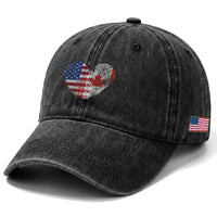 Half Canadian Half American USA Flag Canada America Washed Cotton Baseball Cap