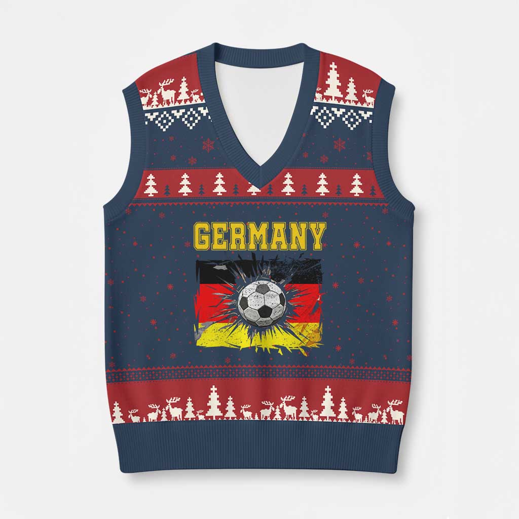 Germany Soccer Fan V-Neck Knit Sweater Vest German Football Game Day Supporter