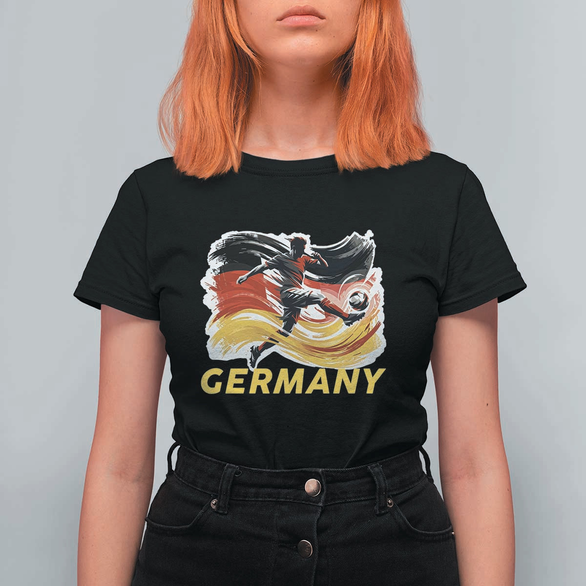 Germany Soccer Fan T Shirt For Women German Football Flag Game Day Supporter