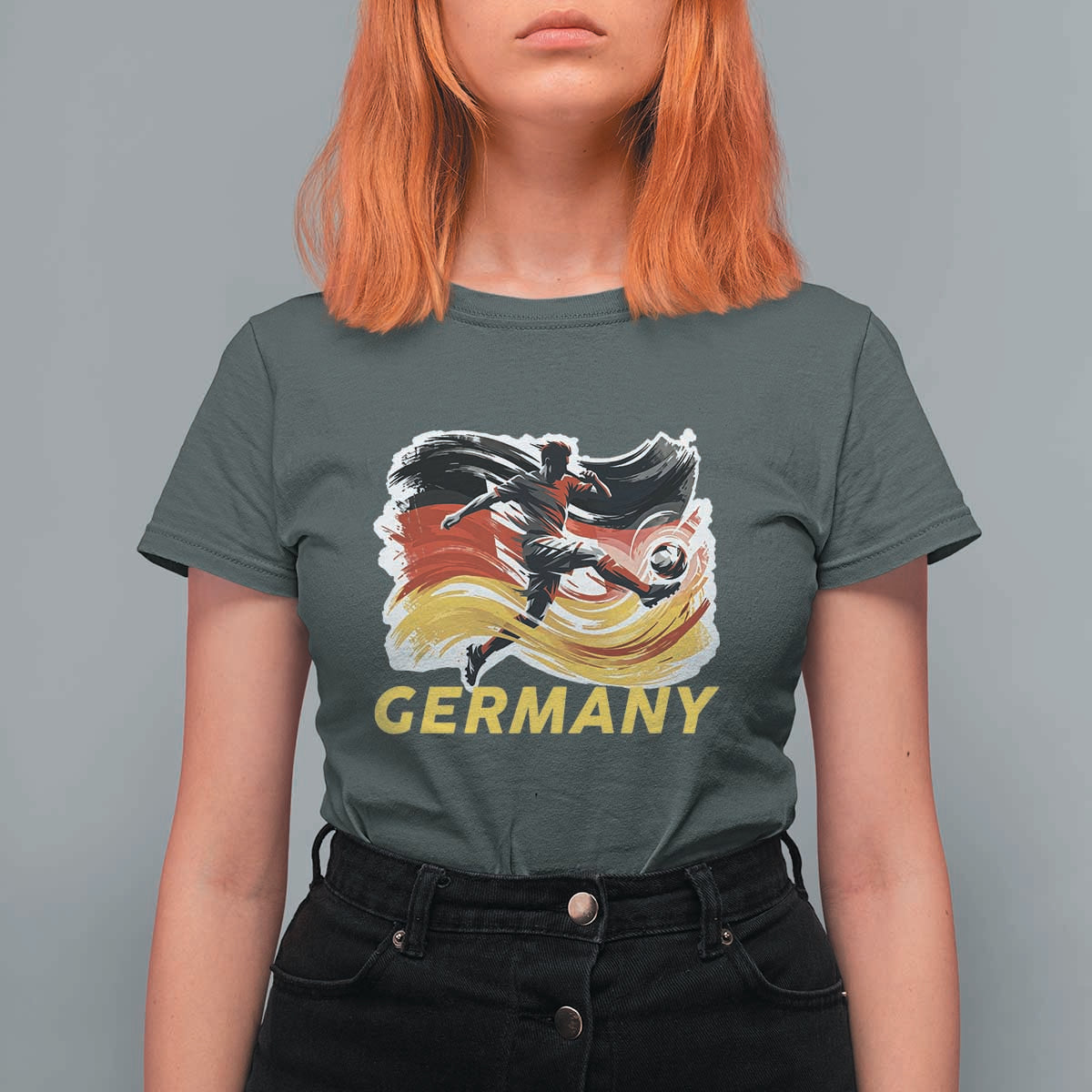 Germany Soccer Fan T Shirt For Women German Football Flag Game Day Supporter