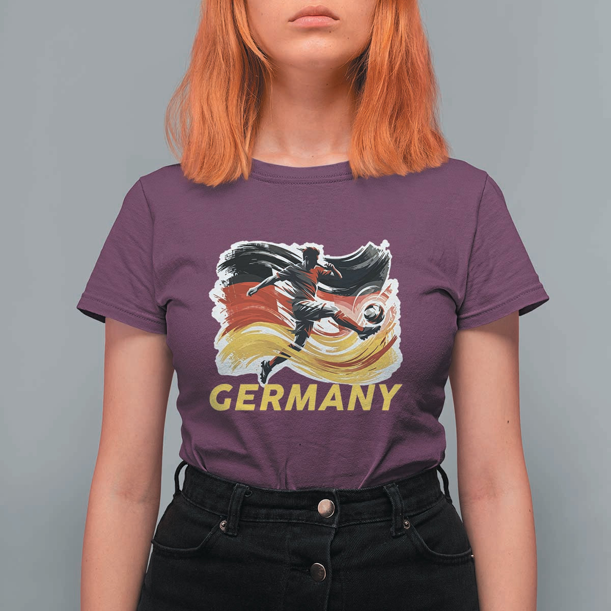 Germany Soccer Fan T Shirt For Women German Football Flag Game Day Supporter
