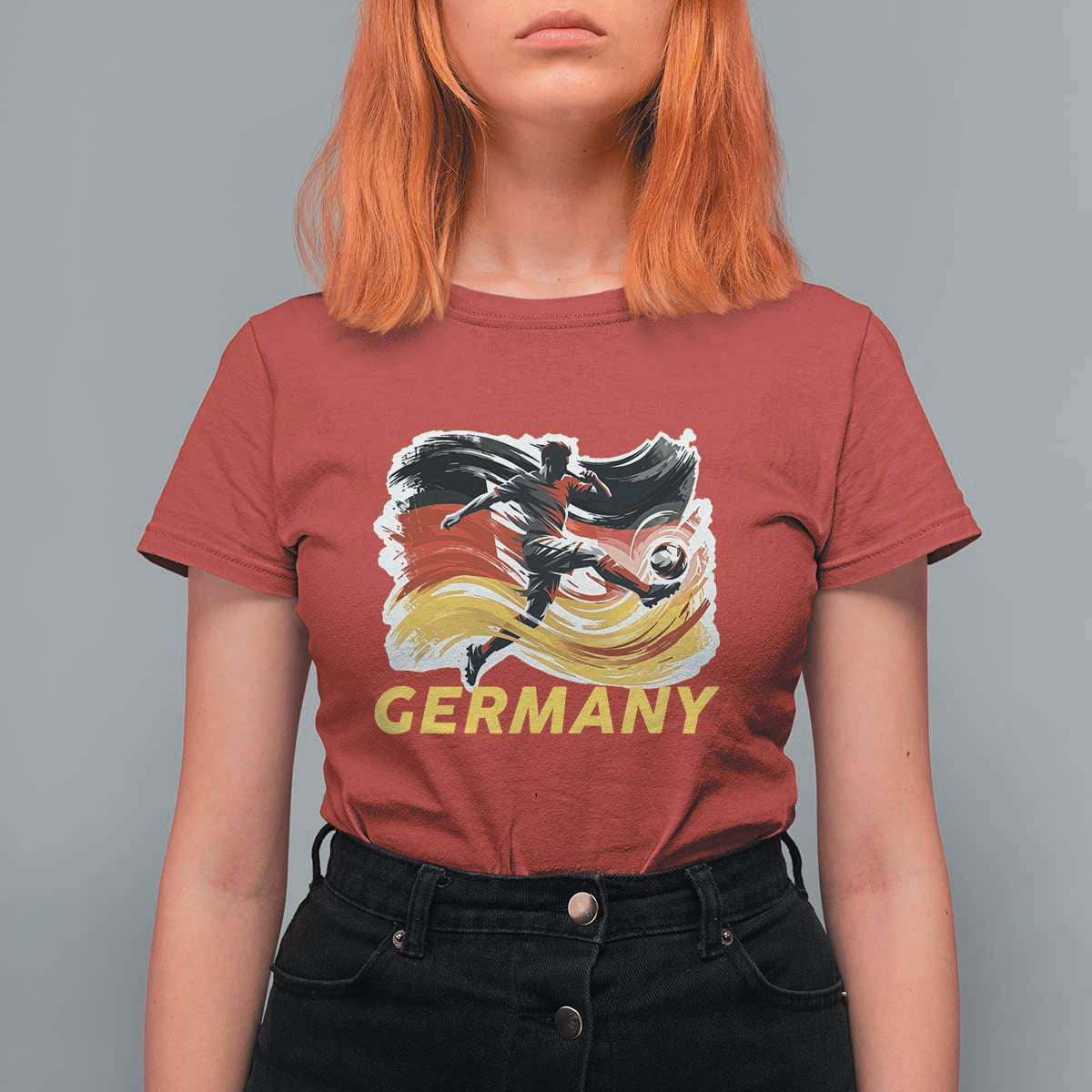 Germany Soccer Fan T Shirt For Women German Football Flag Game Day Supporter
