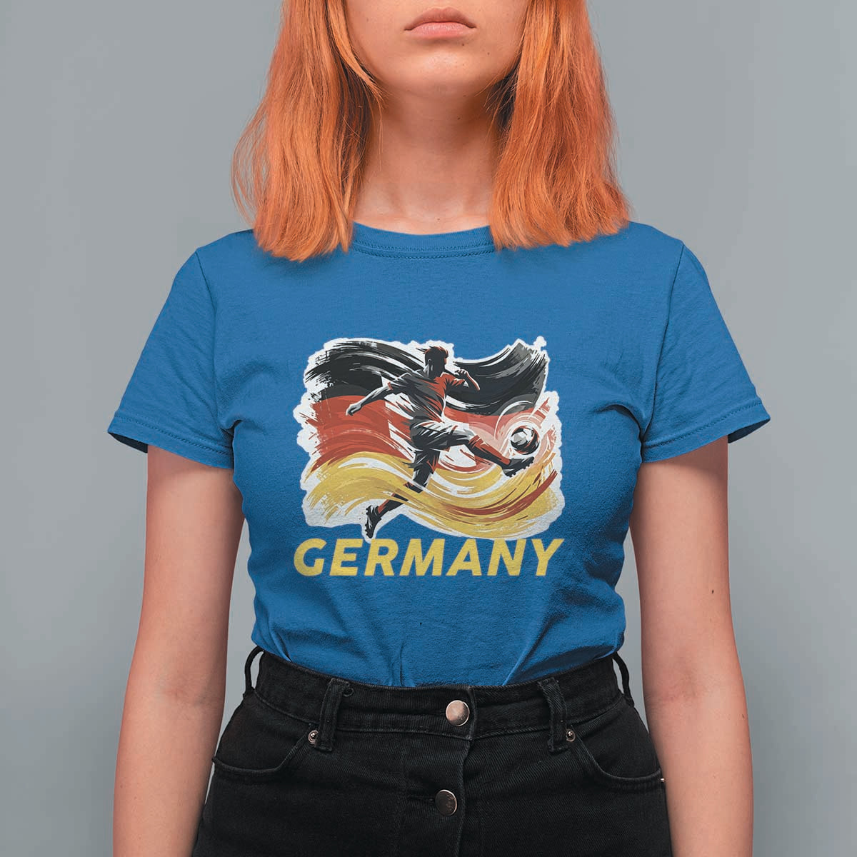 Germany Soccer Fan T Shirt For Women German Football Flag Game Day Supporter