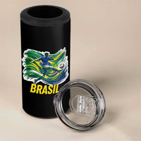 Brazil Soccer Brasil Flag Patriotic Sports 4 in 1 Can Cooler Tumbler Brazilian Football Fan Supporter