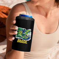 Brazil Soccer Brasil Flag Patriotic Sports 4 in 1 Can Cooler Tumbler Brazilian Football Fan Supporter