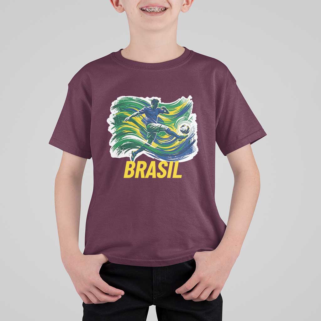Soccer Brazil Brasil Flag Patriotic Sports T Shirt For Kid Brazilian Football Fan Supporter