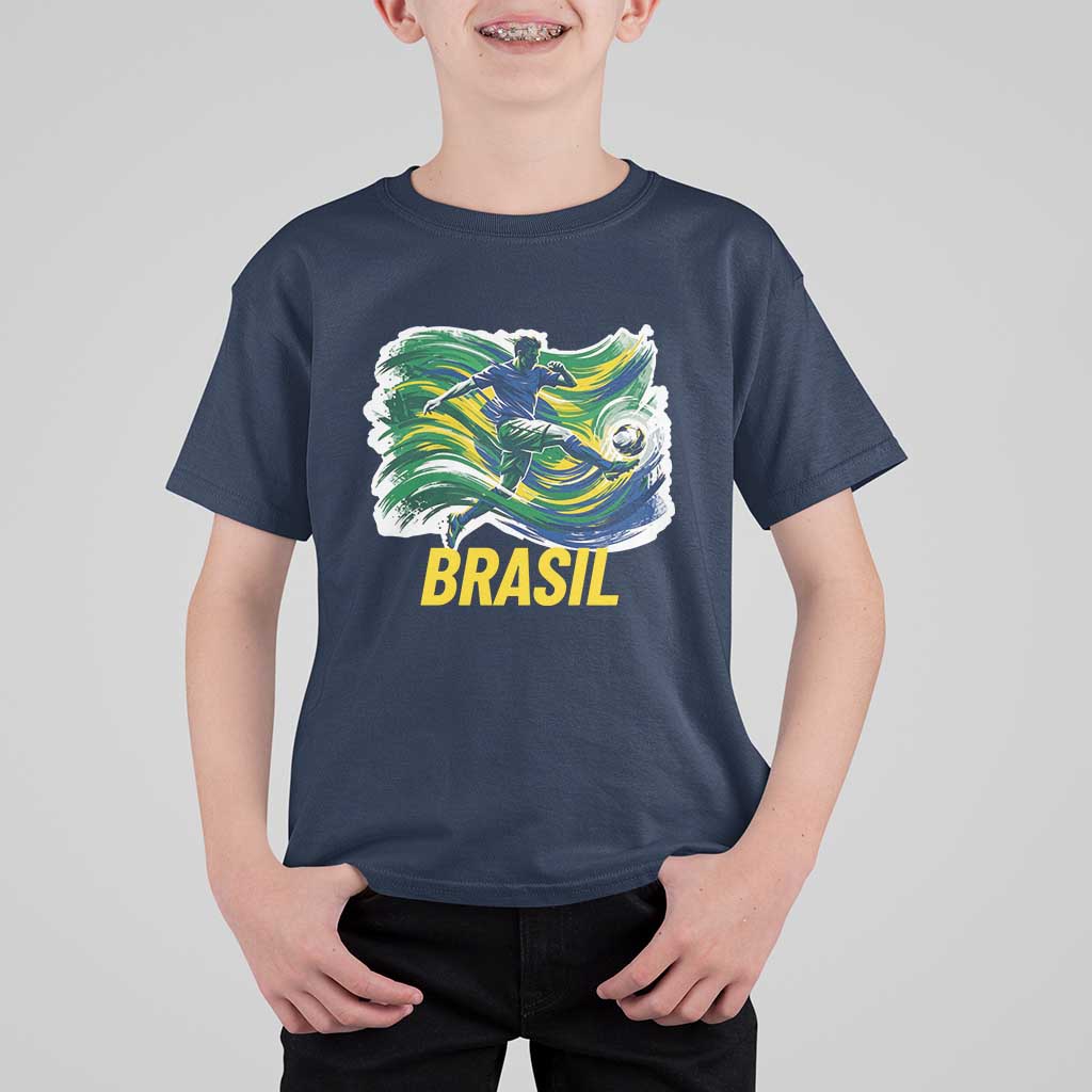 Soccer Brazil Brasil Flag Patriotic Sports T Shirt For Kid Brazilian Football Fan Supporter