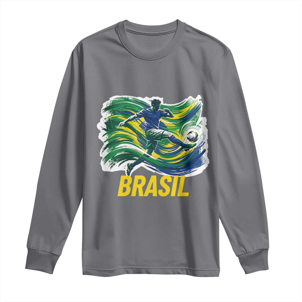 Soccer Brazil Brasil Flag Patriotic Sports Long Sleeve Shirt Brazilian Football Fan Supporter