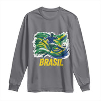 Soccer Brazil Brasil Flag Patriotic Sports Long Sleeve Shirt Brazilian Football Fan Supporter