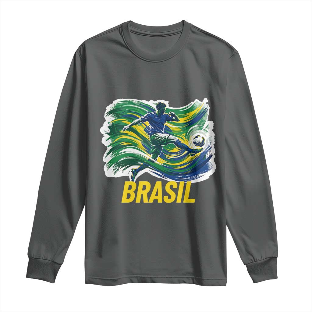 Soccer Brazil Brasil Flag Patriotic Sports Long Sleeve Shirt Brazilian Football Fan Supporter
