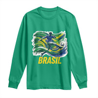Soccer Brazil Brasil Flag Patriotic Sports Long Sleeve Shirt Brazilian Football Fan Supporter