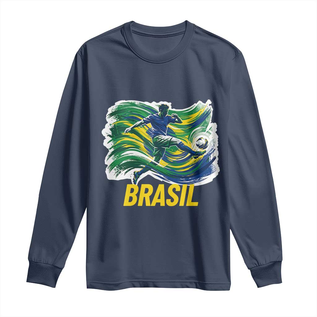 Soccer Brazil Brasil Flag Patriotic Sports Long Sleeve Shirt Brazilian Football Fan Supporter