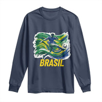 Soccer Brazil Brasil Flag Patriotic Sports Long Sleeve Shirt Brazilian Football Fan Supporter
