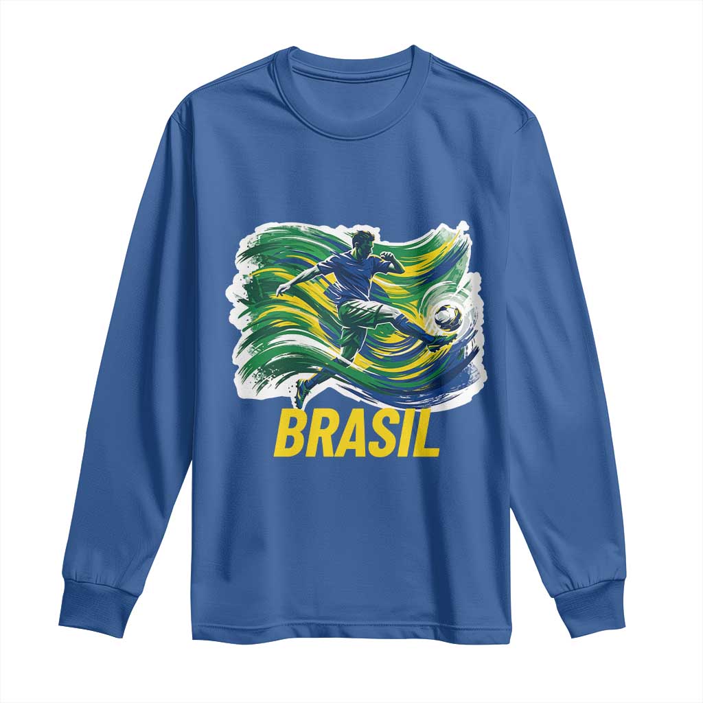 Soccer Brazil Brasil Flag Patriotic Sports Long Sleeve Shirt Brazilian Football Fan Supporter