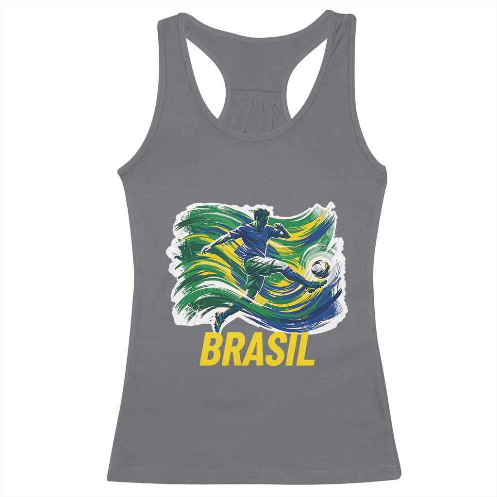 Soccer Brazil Brasil Flag Patriotic Sports Racerback Tank Top Brazilian Football Fan Supporter