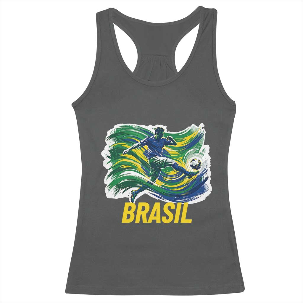 Soccer Brazil Brasil Flag Patriotic Sports Racerback Tank Top Brazilian Football Fan Supporter