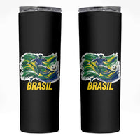 Brazil Soccer Brasil Flag Patriotic Sports Skinny Tumbler Brazilian Football Fan Supporter