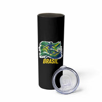 Brazil Soccer Brasil Flag Patriotic Sports Skinny Tumbler Brazilian Football Fan Supporter