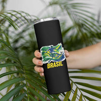 Brazil Soccer Brasil Flag Patriotic Sports Skinny Tumbler Brazilian Football Fan Supporter