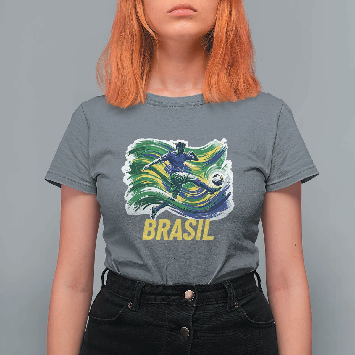 Soccer Brazil Brasil Flag Patriotic Sports T Shirt For Women Brazilian Football Fan Supporter