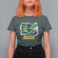 Soccer Brazil Brasil Flag Patriotic Sports T Shirt For Women Brazilian Football Fan Supporter