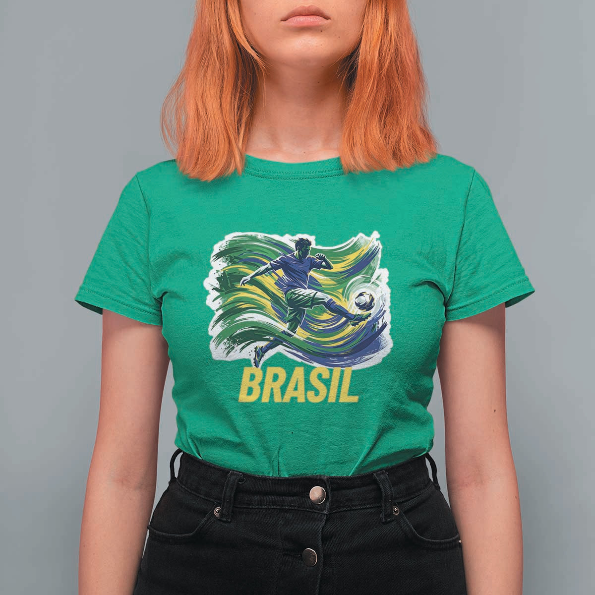 Soccer Brazil Brasil Flag Patriotic Sports T Shirt For Women Brazilian Football Fan Supporter