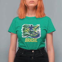 Soccer Brazil Brasil Flag Patriotic Sports T Shirt For Women Brazilian Football Fan Supporter