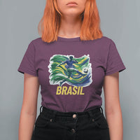 Soccer Brazil Brasil Flag Patriotic Sports T Shirt For Women Brazilian Football Fan Supporter