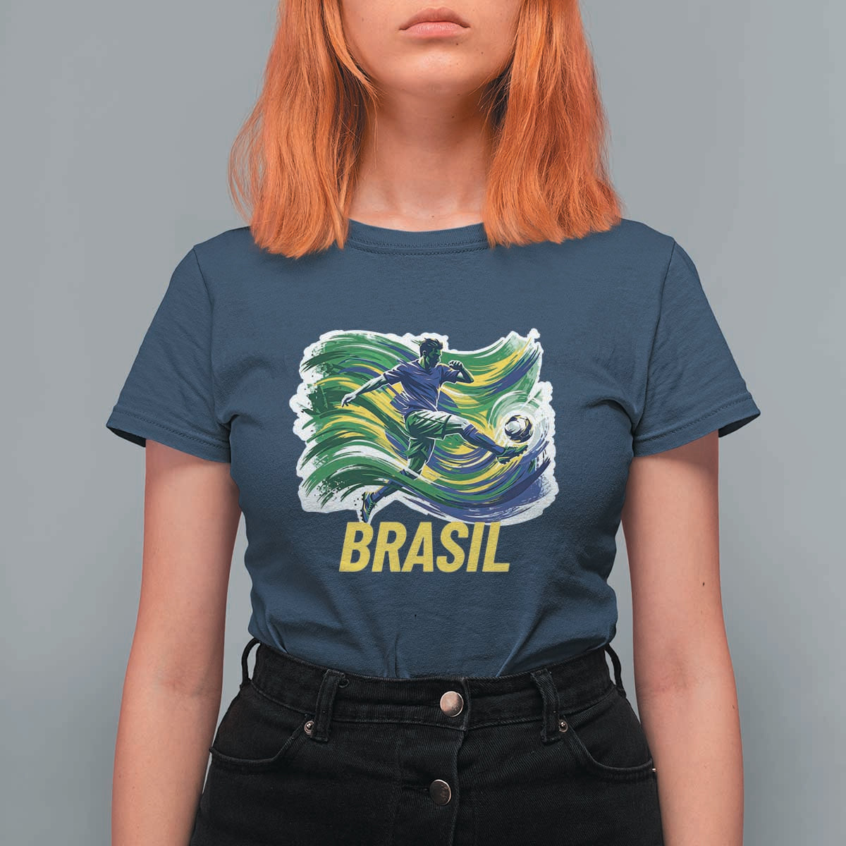 Soccer Brazil Brasil Flag Patriotic Sports T Shirt For Women Brazilian Football Fan Supporter