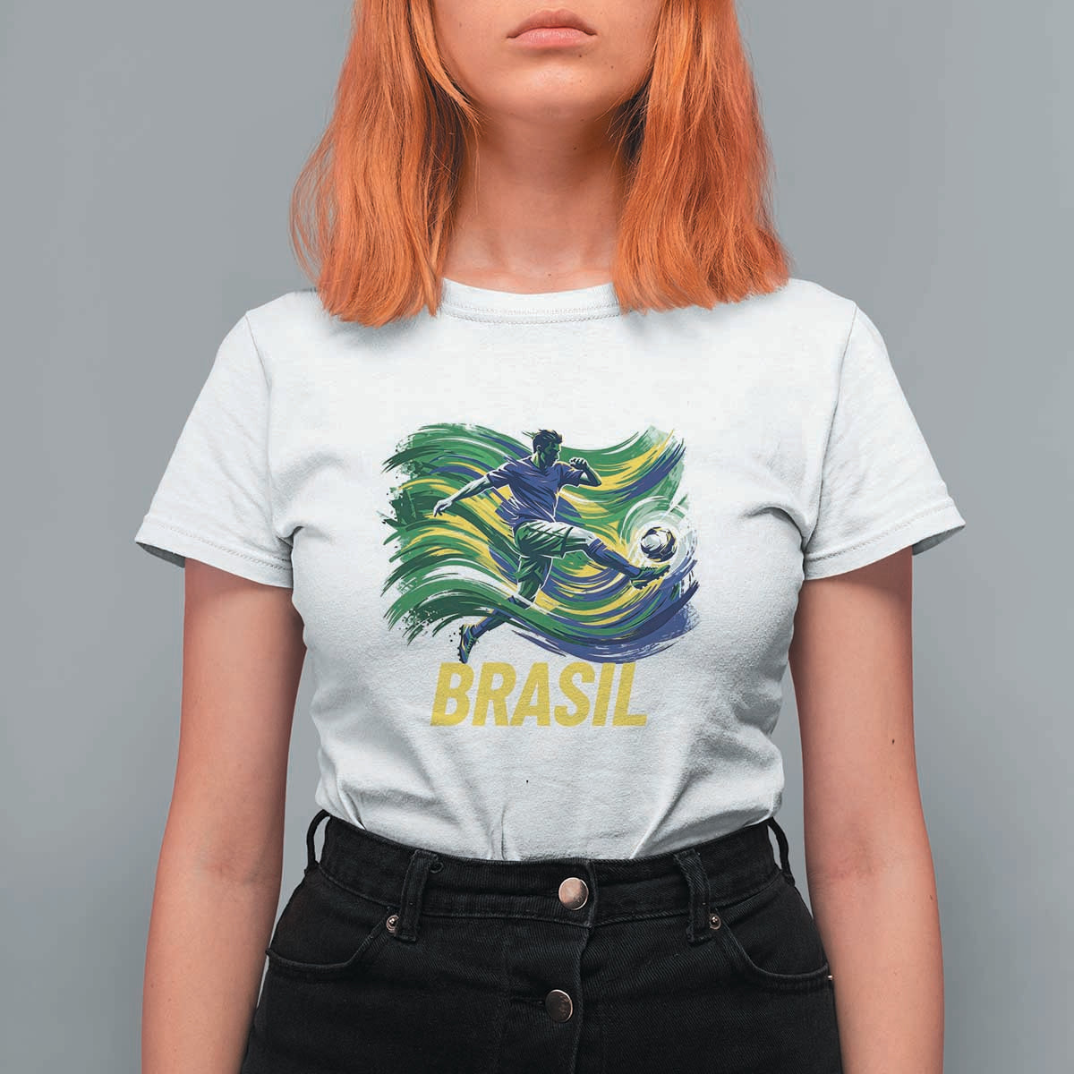 Soccer Brazil Brasil Flag Patriotic Sports T Shirt For Women Brazilian Football Fan Supporter