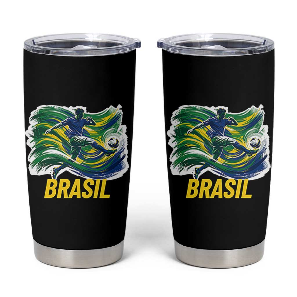 Brazil Soccer Brasil Flag Patriotic Sports Tumbler Cup Brazilian Football Fan Supporter