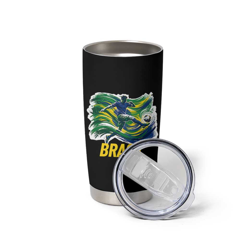 Brazil Soccer Brasil Flag Patriotic Sports Tumbler Cup Brazilian Football Fan Supporter
