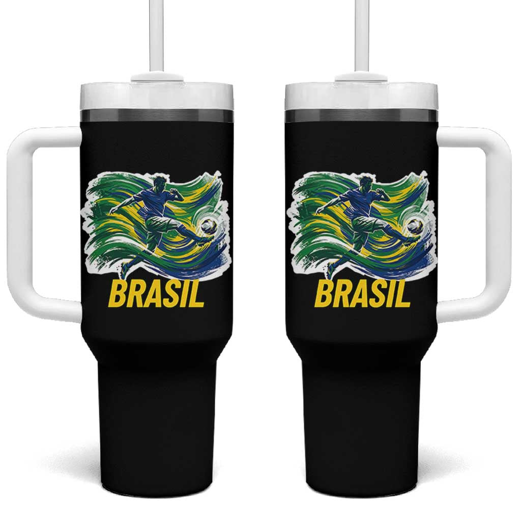 Brazil Soccer Brasil Flag Patriotic Sports Tumbler With Handle Brazilian Football Fan Supporter