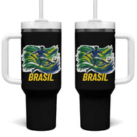 Brazil Soccer Brasil Flag Patriotic Sports Tumbler With Handle Brazilian Football Fan Supporter