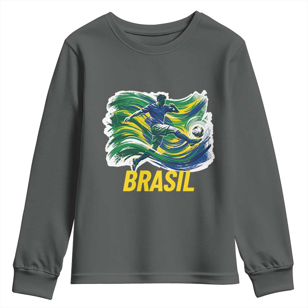 Soccer Brazil Brasil Flag Patriotic Sports Youth Sweatshirt Brazilian Football Fan Supporter
