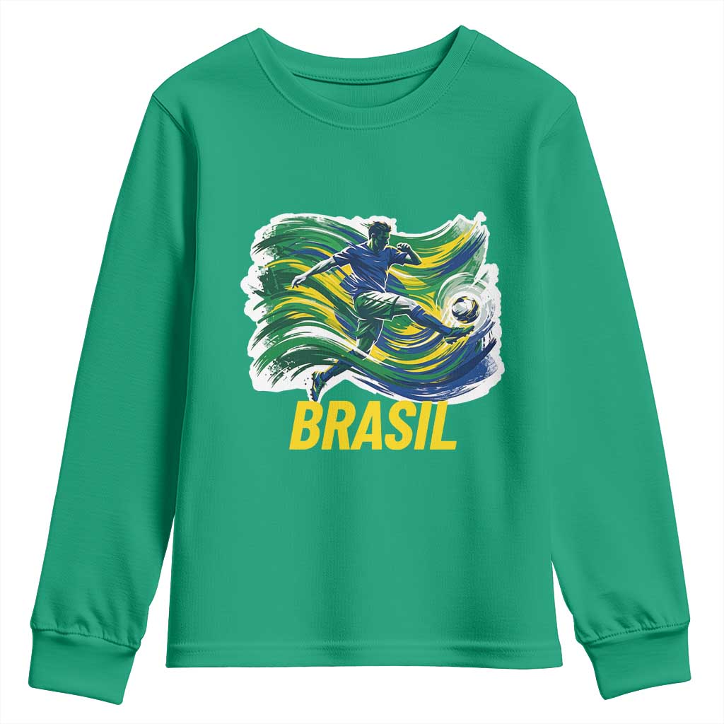 Soccer Brazil Brasil Flag Patriotic Sports Youth Sweatshirt Brazilian Football Fan Supporter