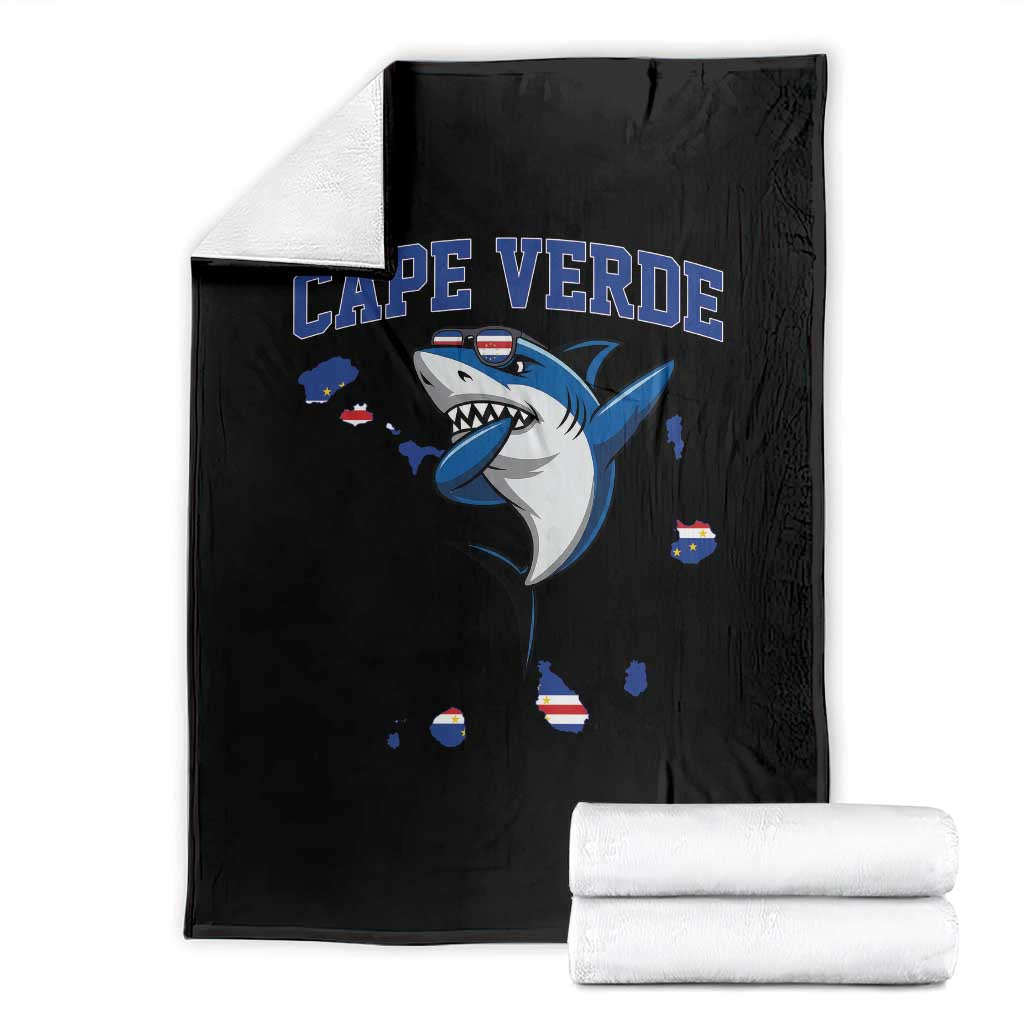 Cape Verde Flag Map Shark Cape Verdean Roots Throw Blanket