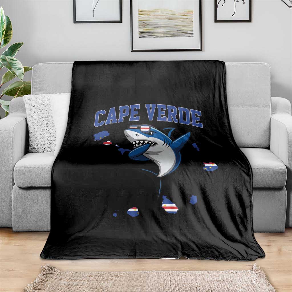Cape Verde Flag Map Shark Cape Verdean Roots Throw Blanket